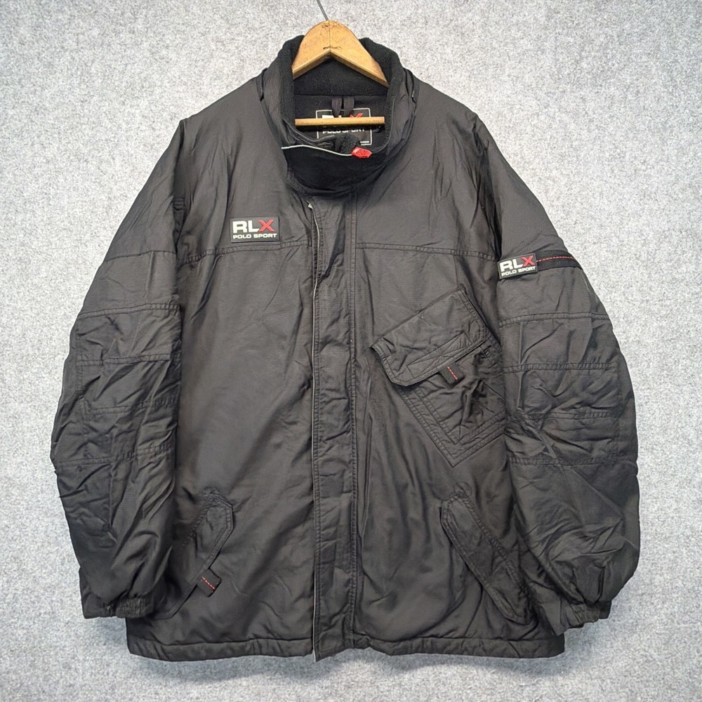 RLX Polo Sport Jacket Mens XL Black Ski Insulated Nylon Winter Snow Outdoor